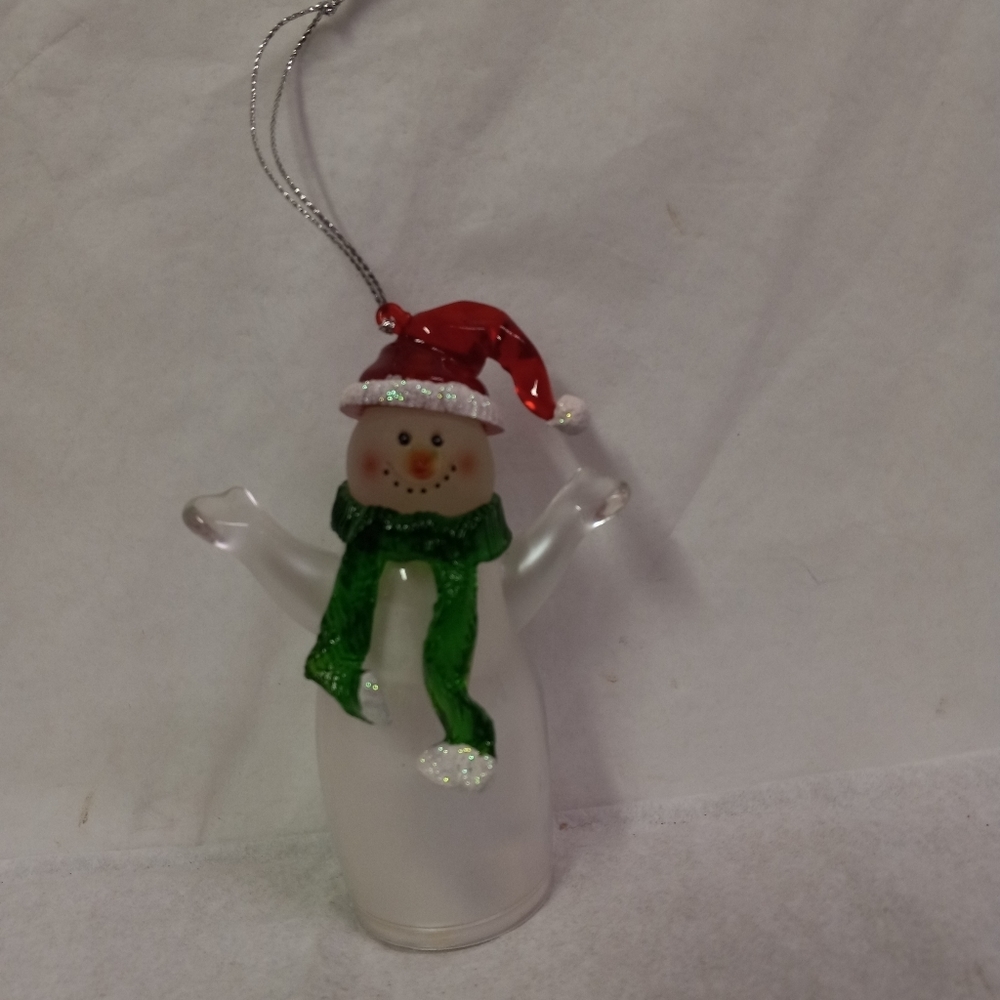 💕3/$30 Frosty Snowman Lighted Glass Ornament  Vintage Collectible